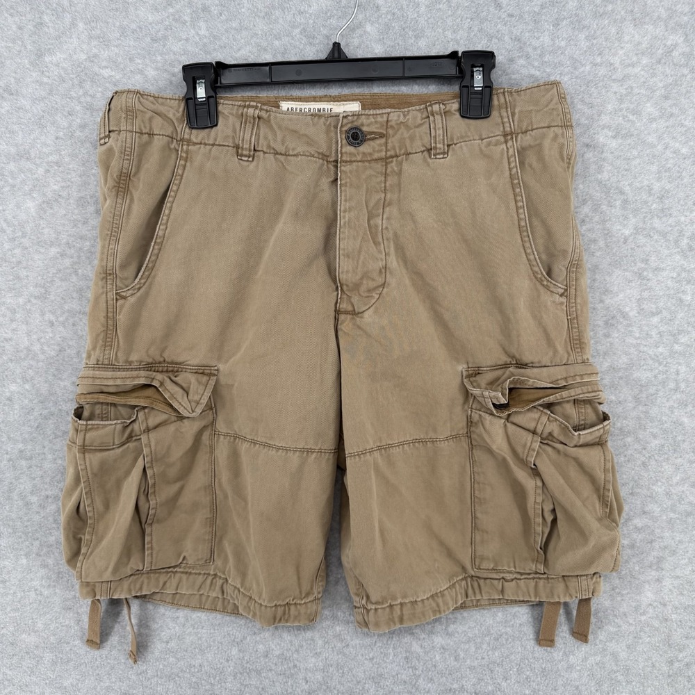Vtg Y2k Abercrombie Fitch Cargo Shorts Mens 33 Button Fly Paratrooper Drawstring